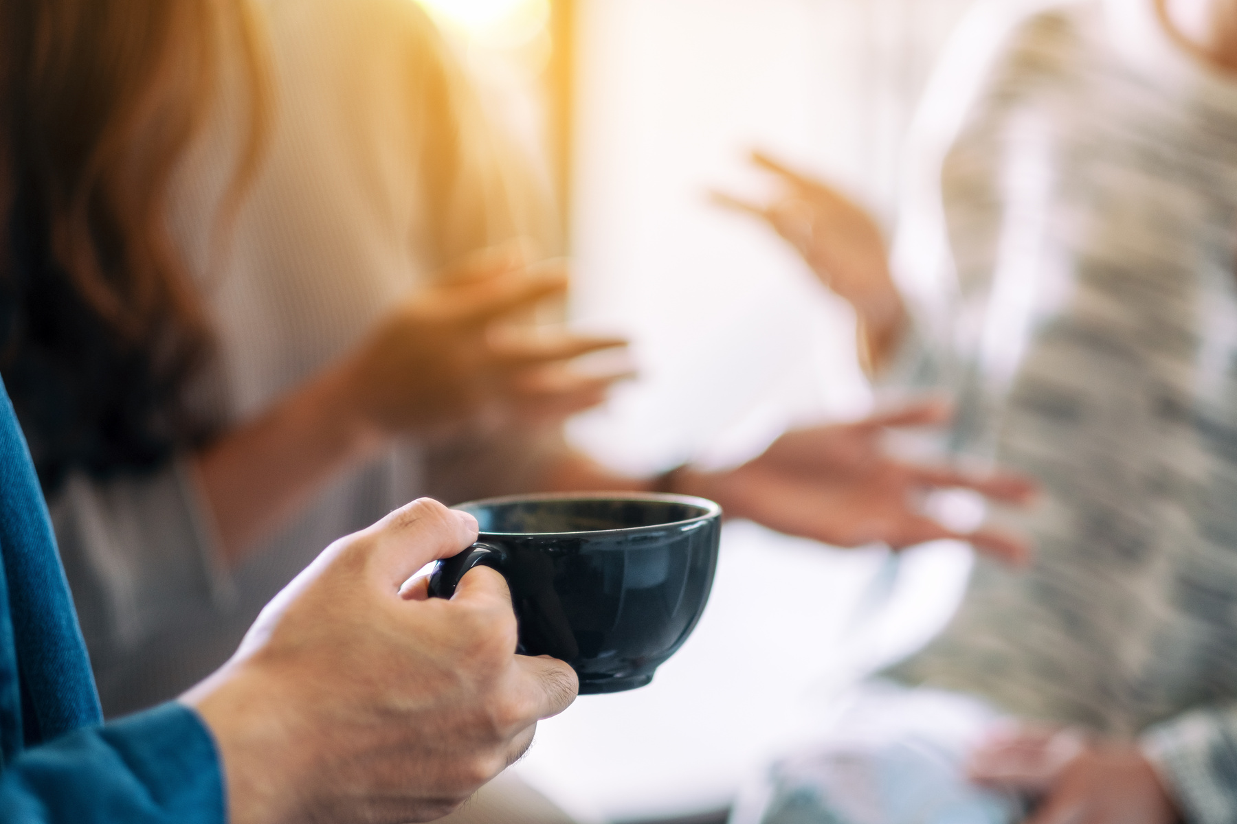 people enjoyed talking and drinking coffee together